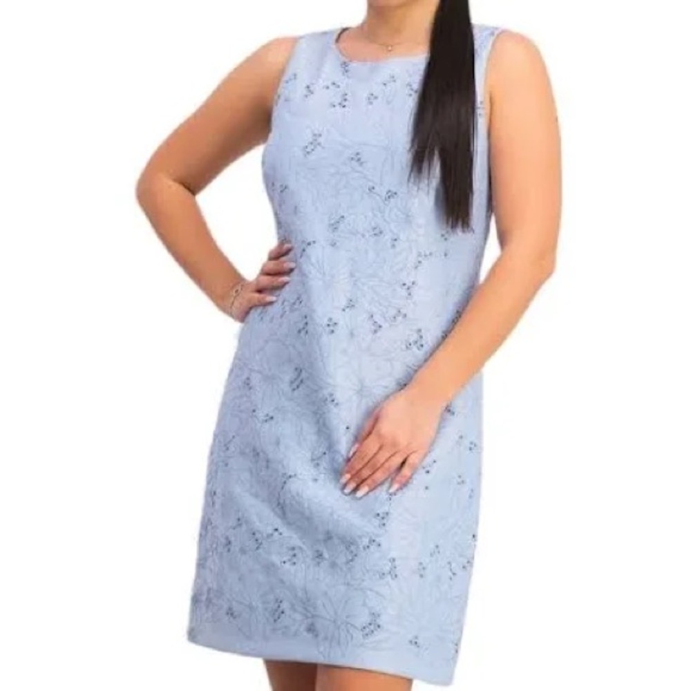 blue Cotton eyelet lace sheath dress